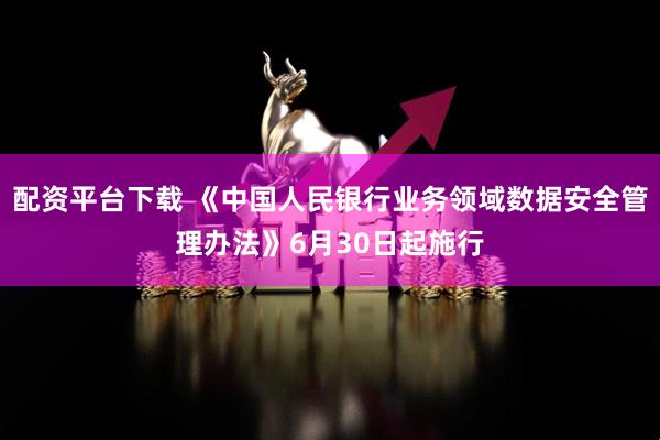 配资平台下载 《中国人民银行业务领域数据安全管理办法》6月30日起施行