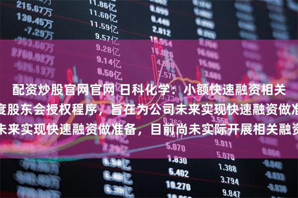 配资炒股官网官网 日科化学：小额快速融资相关事项仅为按规定履行年度股东会授权程序，旨在为公司未来实现快速融资做准备，目前尚未实际开展相关融资工作